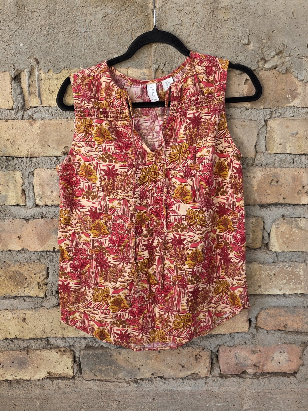 Joie Tropical Floral Linen Blouse Boho Sleeveless Tank Top S